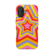 Retro Rainbow Star Groovy Tough Phone Case LavenderCeleste