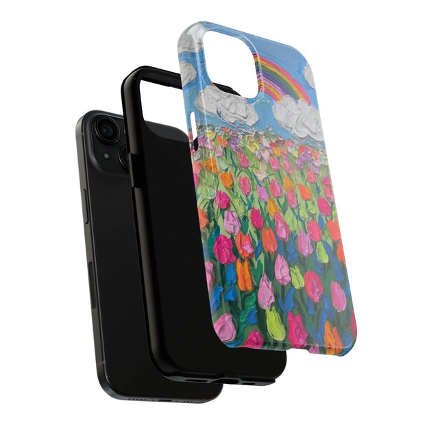 Rainbow Tulip Field Tough Phone Case LavenderCeleste