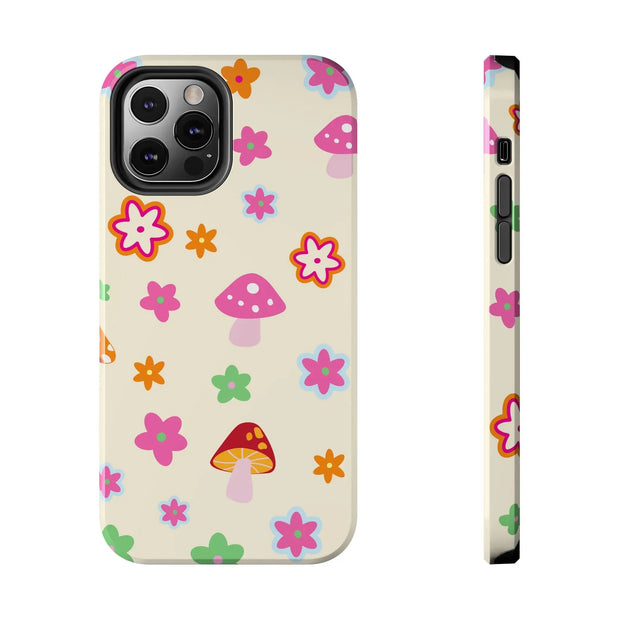 Retro Mushroom Flower Power Tough Phone Case LavenderCeleste