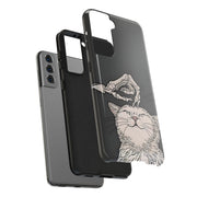 Skeleton Scratch Cat Gothic Humor Tough Phone Case LavenderCeleste