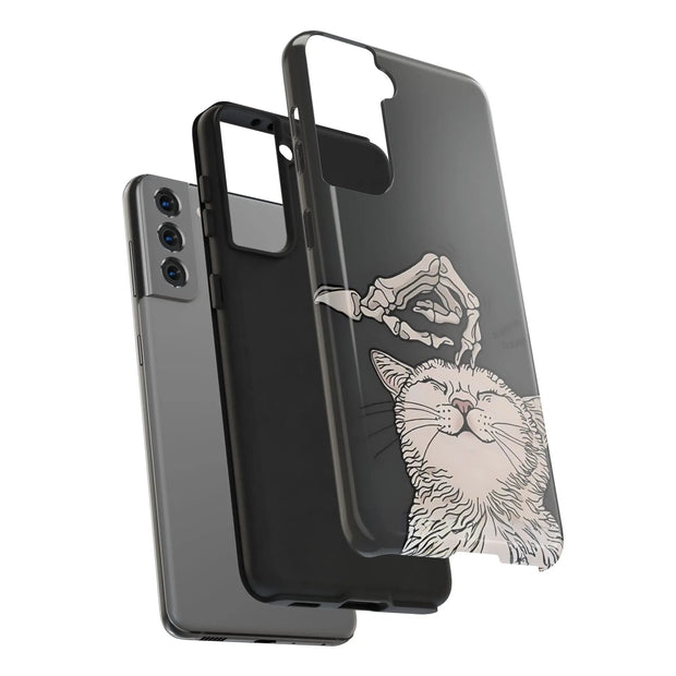 Skeleton Scratch Cat Gothic Humor Tough Phone Case LavenderCeleste