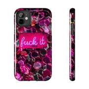 Hot Pink Glitter Neon “Fuck It” Tough Phone Case LavenderCeleste