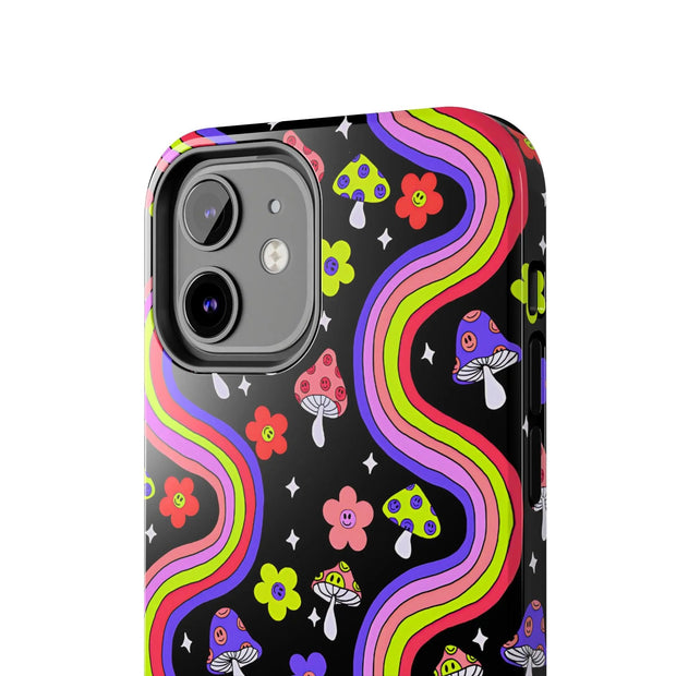 Groovy Mushroom Rainbow Tough Phone Case LavenderCeleste