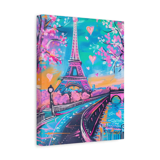 Pink Paris Eiffel Tower Dreamy Matte Canvas Art LavenderCeleste