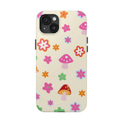 Retro Mushroom Flower Power Tough Phone Case LavenderCeleste