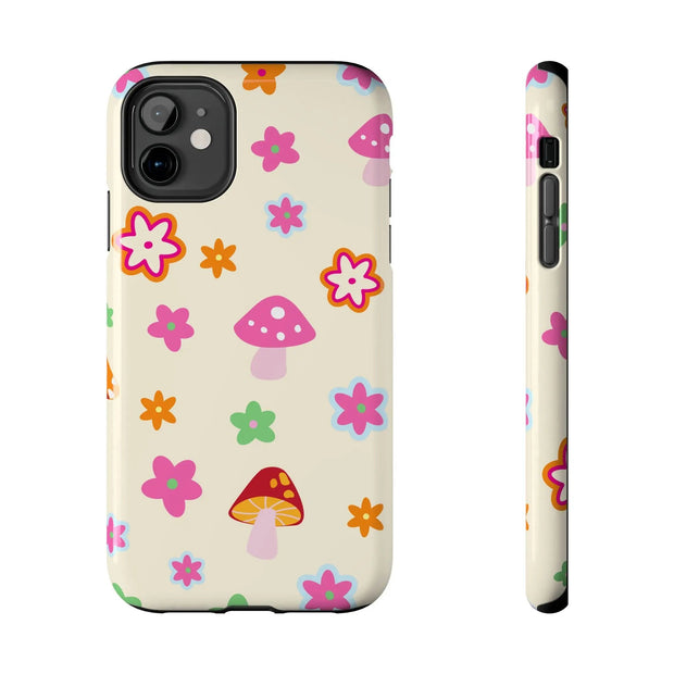 Retro Mushroom Flower Power Tough Phone Case LavenderCeleste