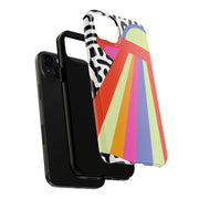 Retro Mod UFO Rainbow Beam Tough Phone Case LavenderCeleste