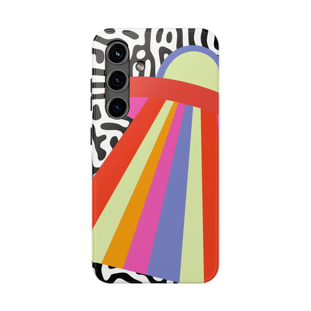 Retro Mod UFO Rainbow Beam Tough Phone Case LavenderCeleste