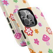 Retro Mushroom Flower Power Tough Phone Case LavenderCeleste
