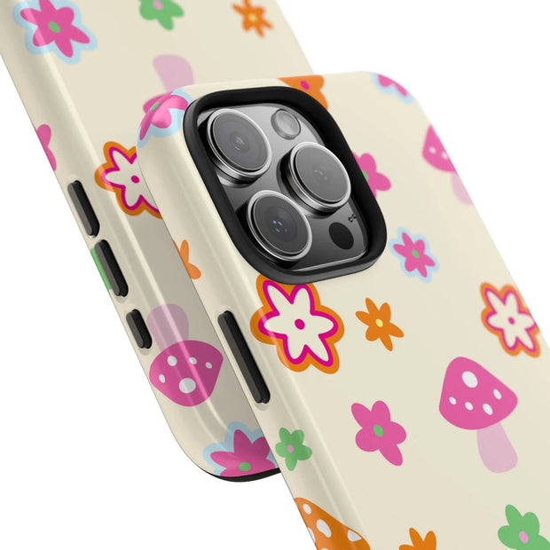 Retro Mushroom Flower Power Tough Phone Case LavenderCeleste