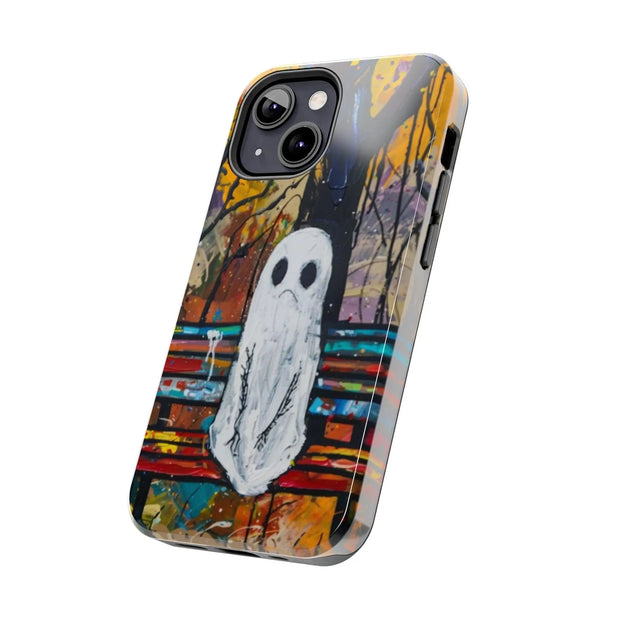 Sad Ghost on Park Bench Abstract Art Phone Case LavenderCeleste