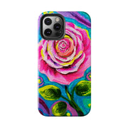 Vibrant Pink Rose Abstract Tough Phone Case LavenderCeleste
