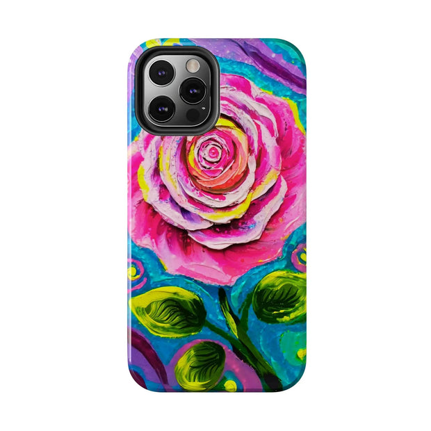 Vibrant Pink Rose Abstract Tough Phone Case LavenderCeleste