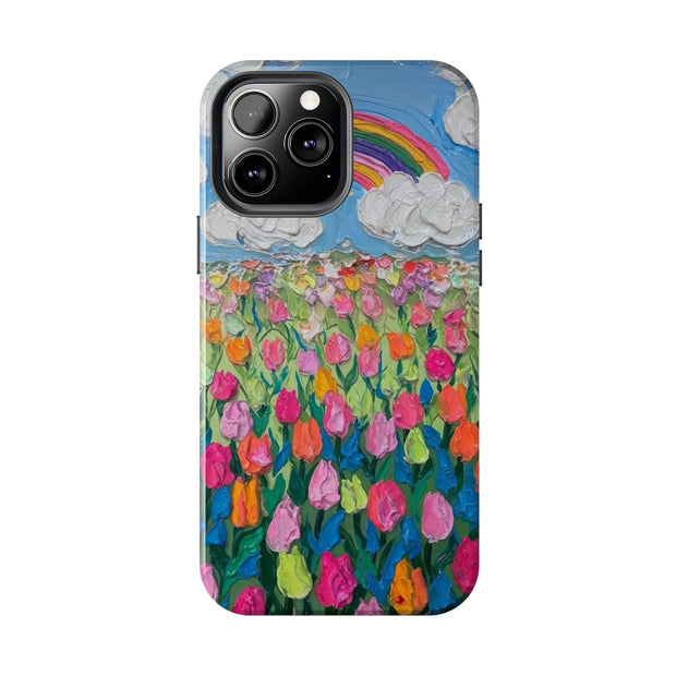 Rainbow Tulip Field Tough Phone Case LavenderCeleste