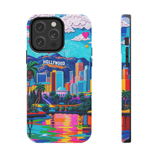 Los Angeles Hollywood Skyline Tough Phone Case – Vibrant Pop Art City Design - LavenderCeleste