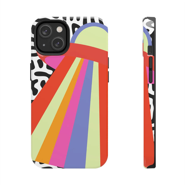 Retro Mod UFO Rainbow Beam Tough Phone Case LavenderCeleste