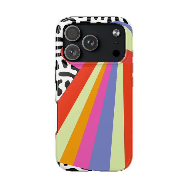 Retro Mod UFO Rainbow Beam Tough Phone Case LavenderCeleste