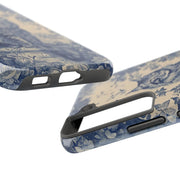 Maine Coon Toile Tough Phone Case – Vintage Blue Floral Cat Pattern - LavenderCeleste