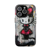 Goth Bow Cat Graffiti Pop Art Tough Phone Case LavenderCeleste