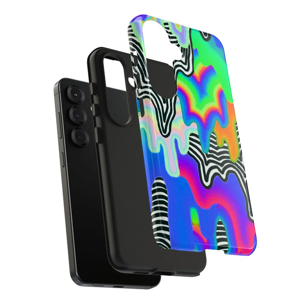 Trippy Technicolor Drip Retro Tough Phone Case LavenderCeleste