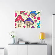 Kawaii Mushroom Cherry Flower Matte Canvas Print LavenderCeleste
