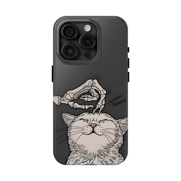 Skeleton Scratch Cat Gothic Humor Tough Phone Case LavenderCeleste