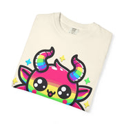 Rainbow Kawaii Baphomet Comfort Colors Tee – Cute Chaos & Pride Energy Printify