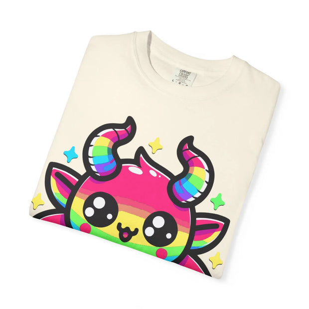 Rainbow Kawaii Baphomet Comfort Colors Tee – Cute Chaos & Pride Energy Printify