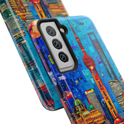 Shanghai Skyline Collage Pop Art Tough Phone Case LavenderCeleste