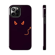 Neon Devil Eyes Tough Phone Case – Minimal Dark Glow Aesthetic Printify