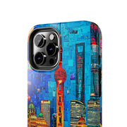Shanghai Skyline Collage Pop Art Tough Phone Case LavenderCeleste