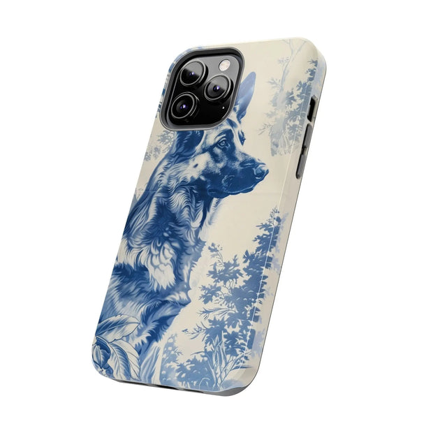 Blue Toile German Shepherd Scenic Tough Phone Case LavenderCeleste
