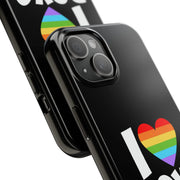 I Love Boys Pride Tough Phone Case – LGBTQ+ Rainbow Heart Design