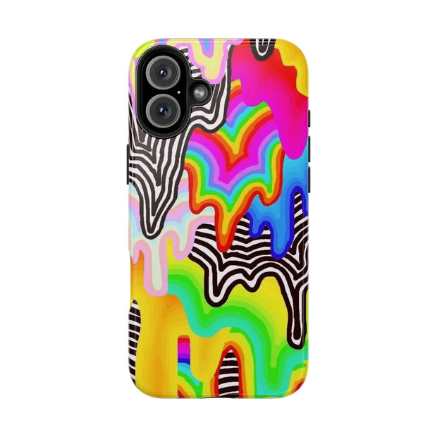 Psychedelic Rainbow Drip Tough Phone Case LavenderCeleste