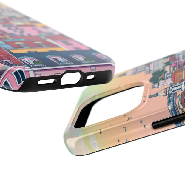 Lisbon Portugal Tough Phone Case – Pastel City Skyline Aesthetic