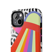 Retro Mod UFO Rainbow Beam Tough Phone Case LavenderCeleste