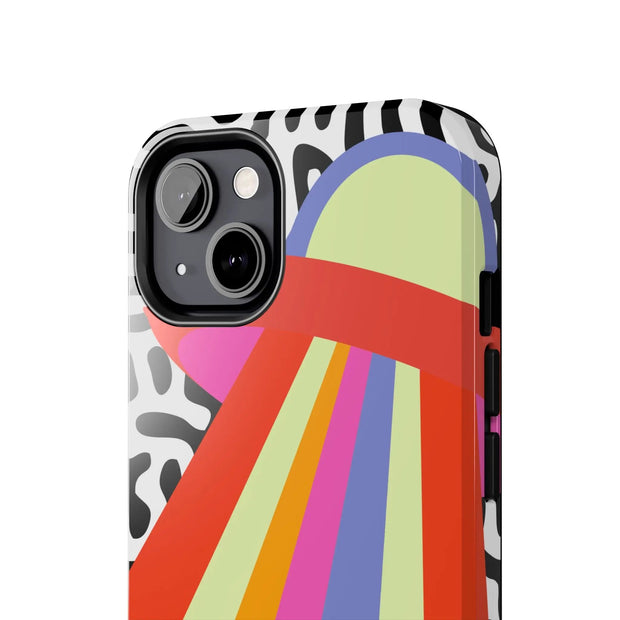 Retro Mod UFO Rainbow Beam Tough Phone Case LavenderCeleste