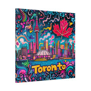 Toronto Pop Art Skyline Matte Canvas Wall Art LavenderCeleste