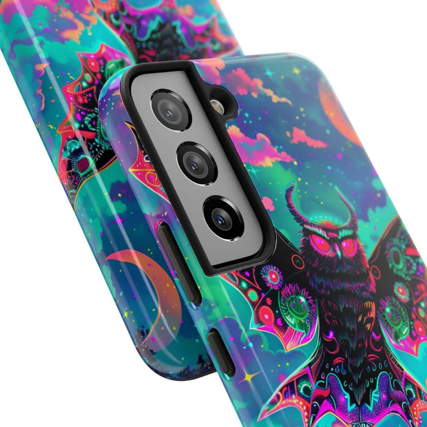 Mothman Tough Phone Case – Psychedelic Neon Cryptid Aesthetic - LavenderCeleste