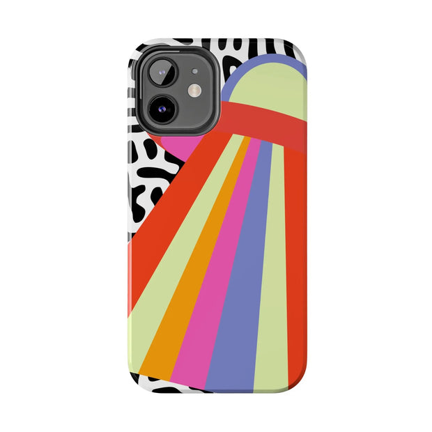 Retro Mod UFO Rainbow Beam Tough Phone Case LavenderCeleste