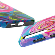Vibrant Pink Rose Abstract Tough Phone Case LavenderCeleste