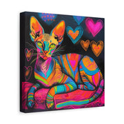 Neon Sphynx Love Pop Art Matte Canvas Wall Art LavenderCeleste