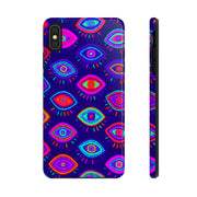 Trippy Neon Evil Eye Protective Tough Phone Case LavenderCeleste