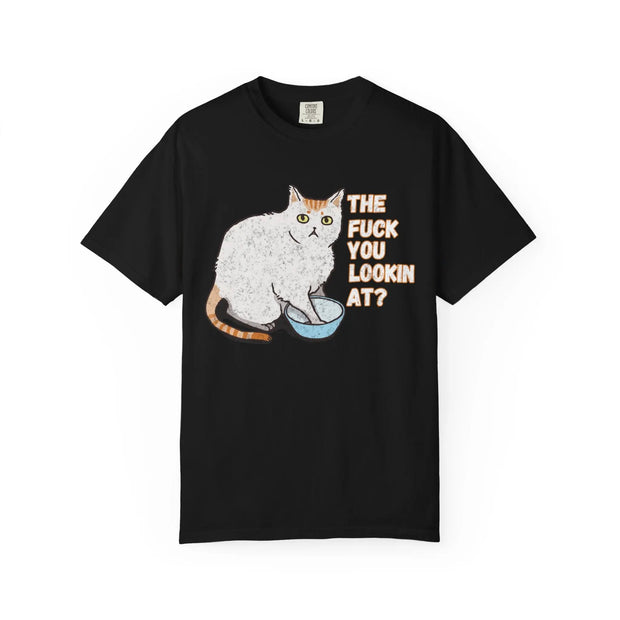 The Fuck You Lookin At Cat Comfort Colors Tee LavenderCeleste