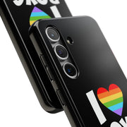I Love Boys Pride Tough Phone Case – LGBTQ+ Rainbow Heart Design