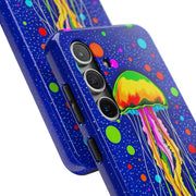Vibrant Neon Jellyfish Cosmic Sea Tough Phone Case
