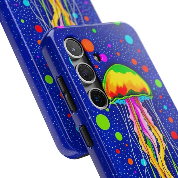 Vibrant Neon Jellyfish Cosmic Sea Tough Phone Case