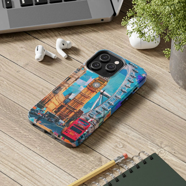 London Big Ben Collage Tough Phone Case – Vibrant City Pop Art Design
