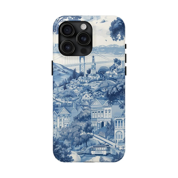 San Francisco Toile de Jouy Scenic Tough Phone Case LavenderCeleste