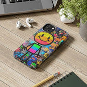 Rainbow Graffiti Smiley Tough Phone Case LavenderCeleste